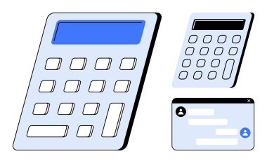 Büyük ve küçük hesap makineleri bir sohbet penceresi arayüzü ile birleştirildi. Finans, hesaplama, iş, iletişim, takım çalışması, teknoloji, eğitim için ideal, basit iniş sayfası