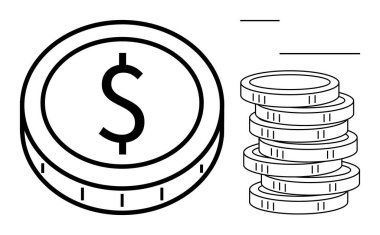 Büyük para ve para yığını zenginliği, tasarrufu, finans ve yatırımı sembolize ediyor. Ekonomi, iş, bütçe, bankacılık kârı ve finansal planlama için ideal. Basit düz metafor