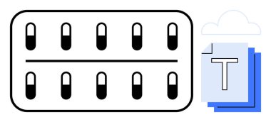 Hap paketini bulut altında istiflenmiş belgelerin yanına koy. Sağlık, ilaç takibi, veri depolama, bulut hesaplama, sağlık yönetimi, dijital eczane, basit iniş sayfası için ideal