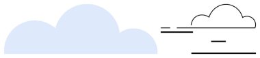 Katı mavi ve basit siyah çizgili bulut çizimi, esnekliği, bağlantıyı ve yeniliği sembolize eder. Basit hava durumu, teknoloji, veri, çevre, yazılım tahminleri için ideal
