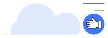 Mavi daireli açık mavi bulut ve işaret simgesi. Teknoloji, onay, geri bildirim, ağ, bulut hizmetleri, dijital pazarlama, basit iniş sayfası için ideal