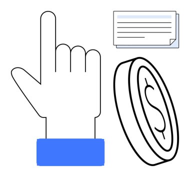 Yukarı doğru el işareti, dolar para ve iş, yatırım ve finans alanında karar verme mekanizmasını sembolize eden belgeler. Ödeme sistemleri, sözleşmeler, tasarruf bankacılığı stratejisi büyümesi için ideal. Basit.