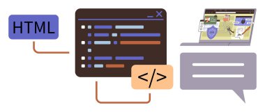 HTML etiketi, kod düzenleyici penceresi, tarayıcı görüntüleme sitesi ve sohbet balonu. Programlama, web geliştirme, UIUX tasarımı, kodlama eğitimi, yazılım araçları için idealdir. Basit dijital güvenlik