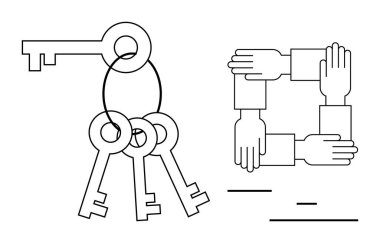 Yüzükteki anahtarlar erişimi ve çözümleri temsil ederken, birbirine bağlı eller takım çalışmasını, desteği ve güveni sembolize eden bir kare oluştururlar. İşbirliği, güvenlik, liderlik, ortaklık ve birlik için ideal