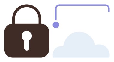 Bulut güvenliği ve veri korumasını temsil eden noktalı bir çizgi ile birbirine bağlı bir bulut simgesinin yanına kilitle. Teknoloji için ideal, siber güvenlik, çevrimiçi güvenlik, depolama güvenliği, şifreleme, gizlilik