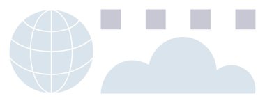 Şebeke, bulut silueti ve veri akışını ya da bağlantıyı gösteren dört karelik bir küre. Teknoloji, ağ oluşturma, küreselleşme, iletişim, veri depolama, yenilik ve bulut hizmetleri için ideal