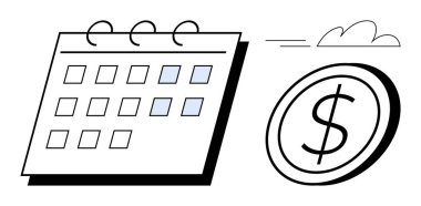 Vurgulanmış günleri ve uçarak kazanılan paraları içeren takvim finansal planlama olduğunu gösteriyor. Zaman yönetimi, bütçe planlaması, tasarruflar, maaşlar, ödeme süreleri, gider takibi, ekonomik