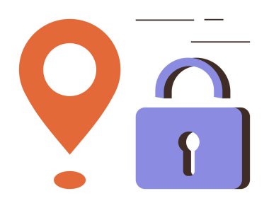 Kapalı bir asma kilidin yanındaki lokasyon şifresi güvenli navigasyon, veri gizliliği ve korumalı erişimi temsil ediyor. Siber güvenlik, gizlilik, konum hizmetleri, veri koruması, navigasyon uygulamaları için ideal