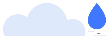 Hareket çizgilerine sahip mavi bulut ve damlası suyu, havayı, çevreyi, sürdürülebilirliği, doğayı, teknoloji optimizasyonunu, tarımı ve yeniliği sembolize eder. Basit bir iniş sayfası için ideal