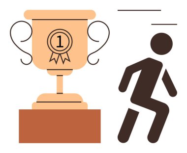 Altın madalya, koşan bir figürün yanında başarı, sıkı çalışma ve zaferi temsil eder. Motivasyon, başarı, rekabet, ödüller, spor hırsı liderliği için ideal. Modern