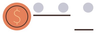 Dolar işaretli dairesel para, yatay çizgiler ve finansal temalar için noktalar. İş, yatırım, bütçe, muhasebe, ekonomi analitik tasarrufları için ideal. Basit düz metafor