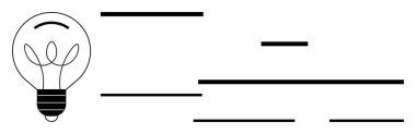 Yapı ve hareket için yatay çizgilerin yanında fikirleri ve yeniliği temsil eden ampul. Yaratıcılık, enerji, yenilik, tasarım, beyin fırtınası, teknoloji, basit iniş sayfası için ideal