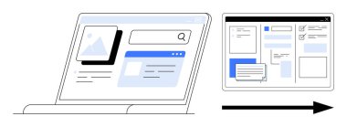 İçerik blokları ve arama çubuğuyla birlikte dizüstü bilgisayarın kablo modelleme düzenine geçişi. Web geliştirme, UIUX tasarımı, prototipleme, yaratıcı iş akışı, optimizasyon için ideal