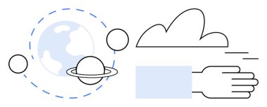 Dünya, Satürn, el ve bulutlu gök cisimleri keşfi, bağlantıyı, yaratıcılığı, yeniliği, teknolojiyi ve küresel armoniyi temsil eder. Bilimsel temalar için ideal bağlantı