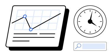 Çizgi çizelgesi izleme metrikleri, saati görselleştirme zamanı ve kesinlik için arama çubuğu. Analiz, iş büyümesi, zaman yönetimi, üretkenlik, araştırma, izleme eğilimleri için ideal