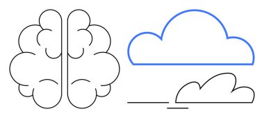Bölünmüş yarıküreye ve biçimlendirilmiş bulutlara sahip beyin, zihinsel süreçleri, yenilikleri ve bulut hesaplamasını akla getiriyor. Yapay zeka, nöroloji, veri depolama, yaratıcılık, öğrenme ve teknoloji bağlantısı için ideal