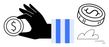 El ele tutuşmalar, dolar işaretli paralar, soyut şekiller. Finans, bankacılık, yatırım, tasarruf, ekonomi işlemleri için ideal bütçe. Basit bir iniş sayfası için mükemmel