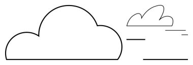 Basit bir çizgi tarzında iki bulut çizgisi, biri daha büyük, biri daha küçük, doğrusal hareket çizgileri var. Hava, çevre, hız, hava, minimalizm için ideal, doğa sade iniş sayfası