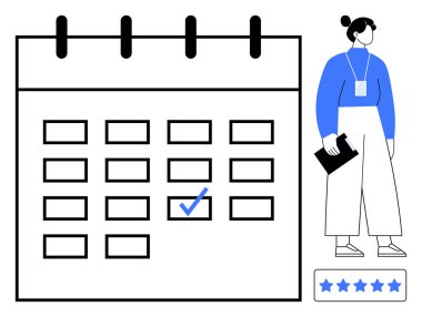 İşaretli takvim, belgeli profesyonel bir figür ve 5 yıldızlı bir not. Zamanlama, organizasyon, kişisel planlama, üretkenlik, zaman yönetimi, gözden geçirme süreçleri için ideal