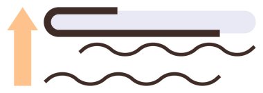 Dalgalı desenlerden yukarı doğru ok konseptine, ısı, ilerleme ve dönüşümü simgeleyen düz bir çizgi. Yenilik, büyüme, iyileştirme, yapı, enerji yaratıcılığı için ideal