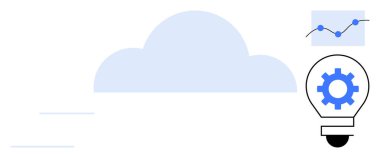 Bir ampulün içindeki ışık bulutu yenilik, teknoloji entegrasyonu ve analizi temsil eden bir cihaz ve grafikle çevrilidir. Veri, yenilik, otomasyon, bulut hesaplama, teknoloji fikirleri, yapay zeka için ideal