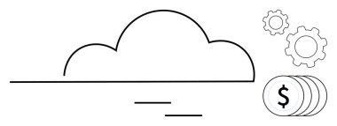 Bulut şekli, yenilik ve madeni başarıyı temsil eden madeni paralarla dolu. Teknoloji, bulut hesaplama, iş çözümleri, yenilik, finans, işletim süreçleri için ideal
