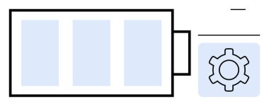 Üç mavi bölmeli pil ve bir vites simgesi teknolojiyi, enerjiyi, güç yönetimini, sürdürülebilirliği, otomasyonu, yeniliği sembolize eder. Enerji ile ilgili uygulamalar için ideal, optimizasyon araçları, basit