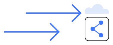 Bulutu gösteren ve ikonu paylaşan mavi oklar veri transferi, bulut hesaplaması ve bağlantıyı temsil ediyor. Ağ oluşturma, teknoloji, yenilik, depolama, bulut hizmetleri, iletişim için ideal