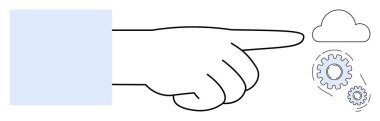 Bulut ve birbirine bağlı vitesleri gösteren el, bulut hesaplamasını, sistem otomasyonunu ve yenilikleri temsil ediyor. Teknoloji, iş akışı, işbirliği, bütünleşme, yaratıcılık için ideal