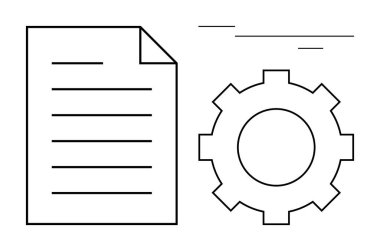 Belge, işbirliği, otomasyon ya da geliştirmeyi öneren ekipmanlarla eşleştirildi. Takım çalışması, teknoloji, yenilik, proje yönetimi, verimlilik, iş stratejisi için ideal basit düz metafor