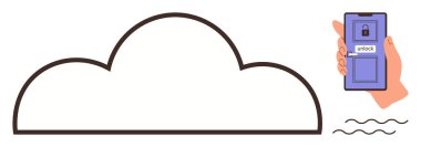 Akıllı telefona bağlı bir bulut hattı. Kilit açma düğmesi var. Bulut depolama, veri güvenliği, siber güvenlik, mobil aygıt erişimi, teknoloji hizmetleri, uzaktan erişim, basit daire