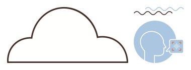 Büyük bulut şekli ses dalgaları ve ses yayan bir kişinin profiliyle eşleşir. Bu da veri depolama, ses tanıma ve güvenli bulut teknolojisini gösterir. Teknoloji ve iletişim için ideal