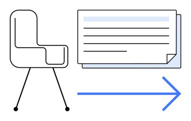 Belgeli ofis sandalyesi ve büyük mavi ok verimlilik, görev heyeti, iş akışı verimliliği, iş başvurusu, kariyer büyümesi, uzaktan çalışma ve basit bir dairede organize yönetimi öneriyor