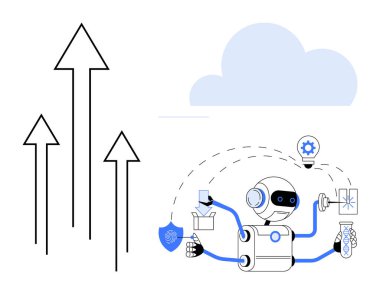 Veri analizi, yenilik, bulut depolama, güvenlik ve otomasyon da dahil olmak üzere birden fazla iş yapan robot. Teknoloji için ideal, yapay zeka, yenilikçilik verimlilik verimlilik çoklu görev basit düz
