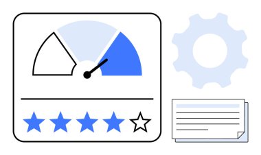 Hız göstergesi, performans seviyesi, yıldız değerlendirme sistemi, ayarlar ve belge yığını. İş analizi, performans takibi, kullanıcı geribildirimi, yapılandırma, strateji derecesi için ideal