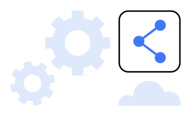 Vites, bulut ve bağlantı düğümü simgesi işbirliği, teknoloji, ağ oluşturma, otomasyon, veri paylaşımı, süreç optimizasyonu ve yeniliği simgeler. İş akışı uygulamaları için ideal dijital hizmetler