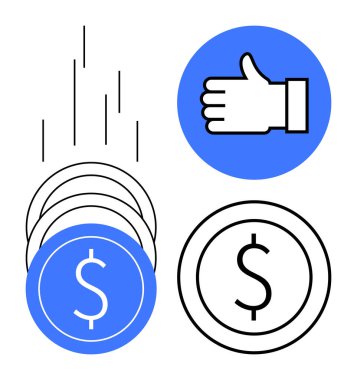 Yığılmış madeni paralar, onay simgesi, düşen çizgiler karı, ekonomiyi sembolize ediyor. Finans, yatırım, tasarruf, muhasebe, çevrimiçi bankacılık ekonomik büyüme için ideal basit iniş sayfası