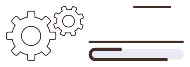 Bir kitabın yanında birbirine kenetlenmiş iki vites bilgi ve strateji arasındaki bağlantının altını çiziyor. Eğitim, yenilik, araştırma, öğrenme, geliştirme, mühendislik için ideal, basit düz metafor