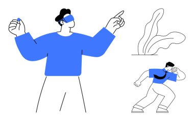 İki birey sanal gerçeklikle etkileşime giriyor, biri işaret ediyor ve diğeri de soyut bitkilerle. Teknoloji, oyun, yenilik, öğrenme, yaratıcılık, gelecek kavramlar için ideal