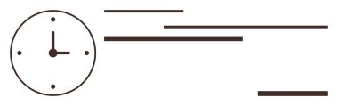 Saatli ve dakikalı saatler, yatay çizgiler hareket ve aciliyeti gösteriyor. Zaman yönetimi, üretkenlik, süreler, verimlilik, dakiklik, çalışma hızı, basit düz metafor