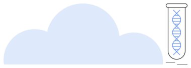 Bulut şeklinin yanındaki test tüpünün içindeki DNA sarmalı bulut deposundaki biyoteknoloji verilerini sembolize ediyor. Biyoenformatik, veri depolama, bulut teknolojisi, DNA araştırması, biyoteknolojik yenilik, bilim için ideal