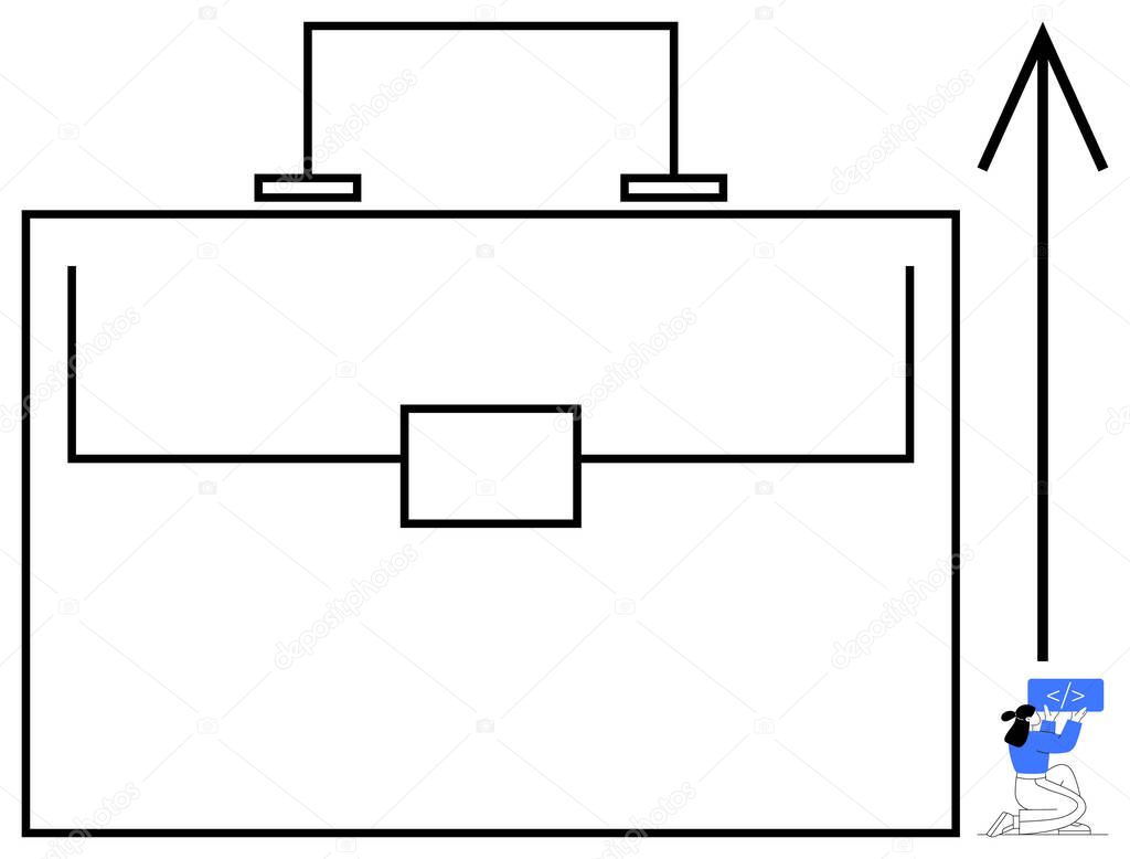 Vector illustration of Minimalist Briefcase Coder Typing 831865632