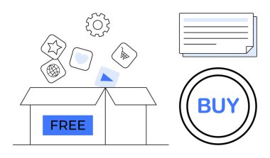 Uygulamalar, teçhizatlar, el arabası, yıldız ve kalp için simgelerle etiketlenmiş kutuyu aç. Çemberi satın al ve yakındaki sayfaları doldur. Dış ticaret, teklifler, pazarlama tercihleri abonelik kararı için ideal basit bir daire