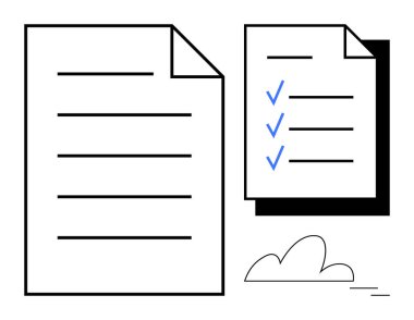 Mavi işaretli kontrol listesinin yanındaki boş belge, görev yönetimi, organizasyon, öncelik sıralaması ve planlama vurgulanıyor. İş, eğitim, iş akışı, yapılacaklar listesi için ideal