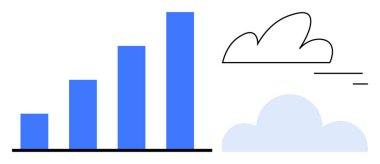 Mavi çizelge, minimalist bulutların yanında büyüme eğilimini gösteriyor. İş, ilerleme, büyüme, veri analizi, yenilik, başarı ve teknoloji için ideal. Basit bir iniş sayfası için mükemmel.