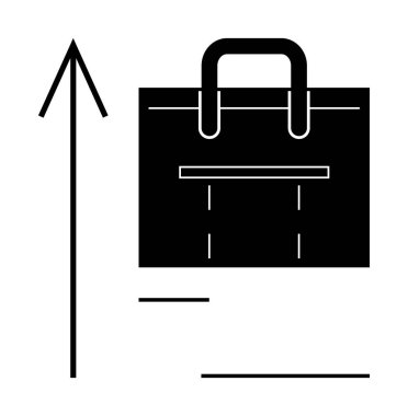 Çanta, profesyonel büyüme, mali gelişme ve kariyer ilerlemesini gösteren yukarı doğru ok ile eşleştirildi. İş, başarı, iş, arzu, yatırım, girişimcilik için idealdir.