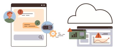 Soruları çözen sohbet asistanı, bulut depolama, çizelgeler ve alarmlarla veri entegrasyon süreci. Veri yönetimi, siber güvenlik, yapay zeka, bulut hesaplama, hata tespit teknolojisi desteği için idealdir.