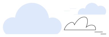 Mavi ve çizgili dinamik çizgileri olan bulutlar havayı, sükuneti ve doğayı çağrıştırıyor. Hava durumu, eko-farkındalık, çevrimiçi depolama, özgürlük, basitlik, yaratıcılık pozitif düşünce temaları için ideal