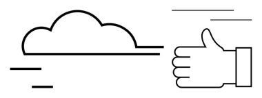 Bulut ana hatları ve hareket çizgileri ile el hareketi bulut teknolojisi, hız, verimlilik, pozitiflik, onay, modern tasarım ve basit bir iniş sayfası kavramlarını iletir.