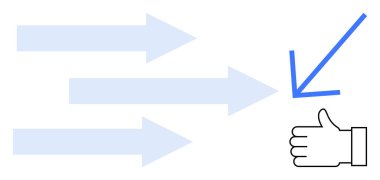 Üç mavi ok, olumlu bir jestle bir ele doğru birleşiyor. Aerodinamik süreçleri ve olumlu sonuçları sembolize ediyor. Takım çalışması, başarı, gelişme, verimlilik, yön ve süreç için ideal